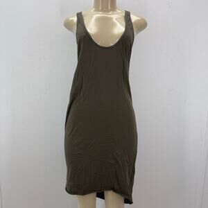 NWT OAK NYC Side Cowl Long Tank Green Olive sz M Cotton USA Made Beach Neutral